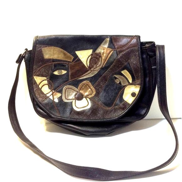 APRI Brown Gold Vintage Handbag Shoulder Bag Purse - Picture 6 of 6